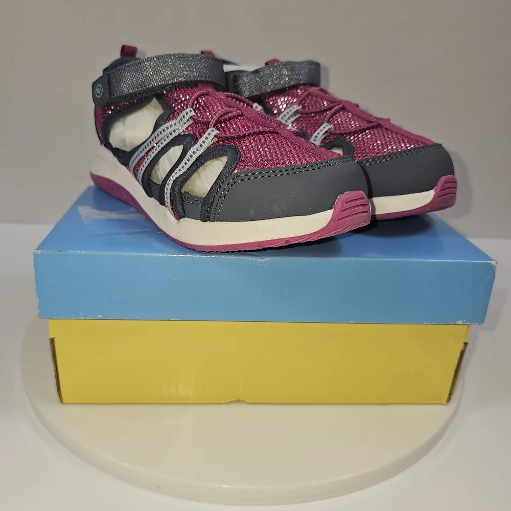 Munchkin by Stride Rite Coast Sandals Girls Sz 12M Pink Gray Adjustable Comfort - Picture 3 of 14